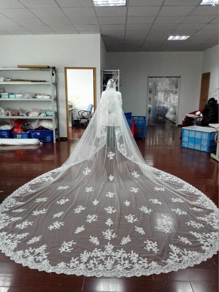 Top Quality Best Sale Fashion Designer Cathedral Lace Edge Bridal Veil White Ivory Applique Wedding Veils One Layer
Top Quality Best Sale Fashion Designer Cathedral Lace Edge Bridal Veil White Ivory Applique Wedding Veils One Layer