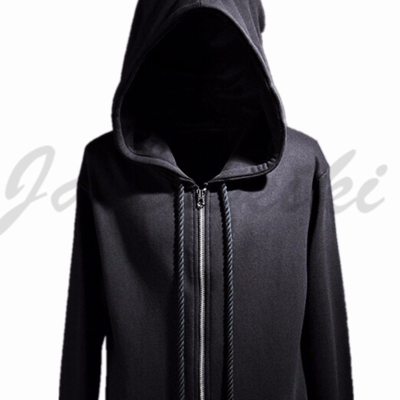 Wholesale-Jamickiki 2016 Vintage Hoody Punk Rock Hoodies Extended Side Zipper Sweatshirts Wizard Hat Men Hip-hop Black Hoodies S-XXL