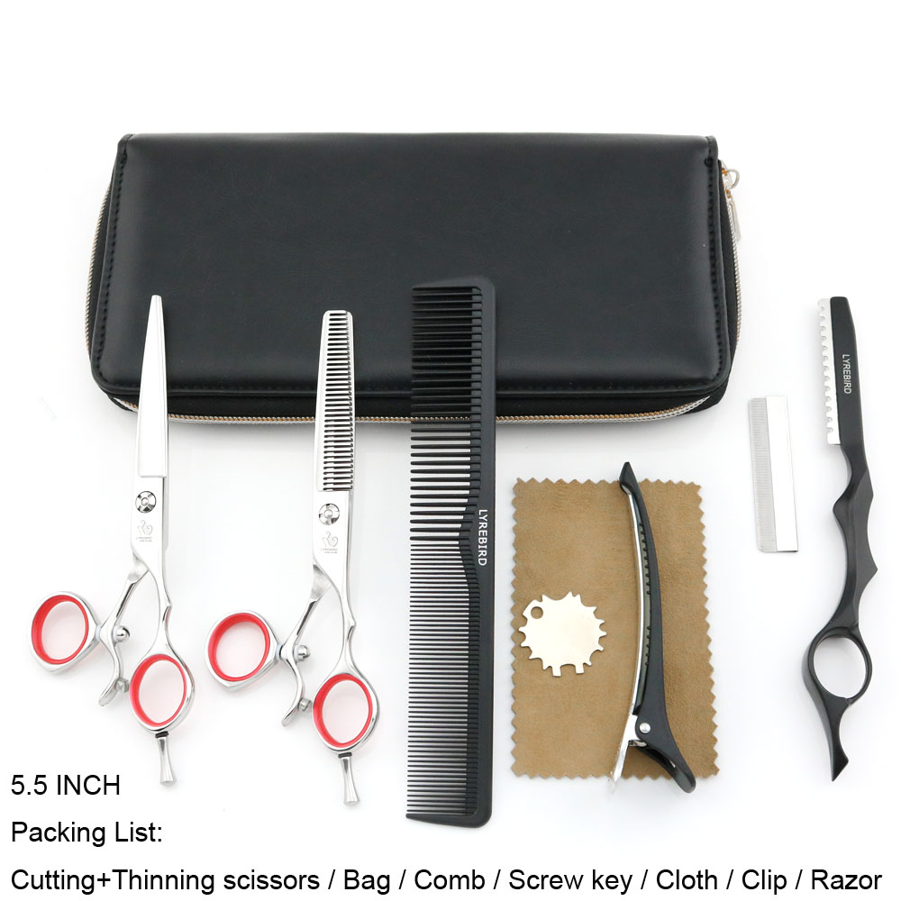 Lyrebird HIGH CLASS Professional hair scissors 5.5 INCH 180 degree Thumb Swivel handle Barber scissors