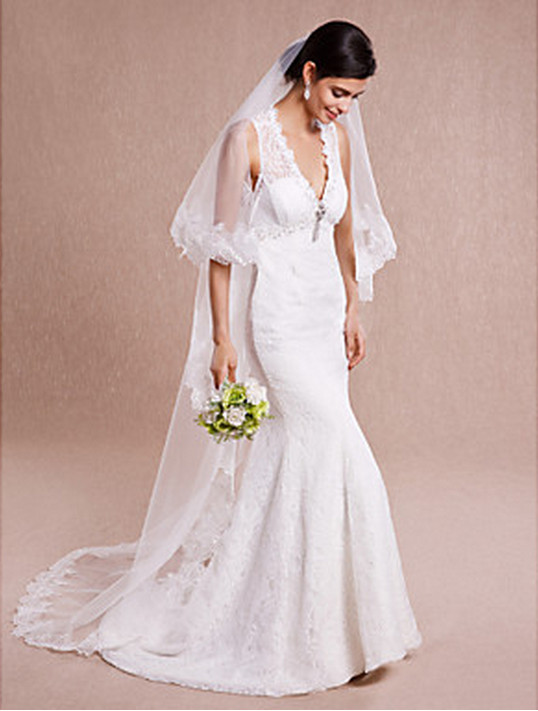 New Top Quality Sexy Romantic Chapel Lace Applique veil With Pearl Brid al Head Pieces For Wedding Meidingqianna Bran, White
New Top Quality Sexy Romantic Chapel Lace Applique veil With Pearl Brid al Head Pieces For Wedding Meidingqianna Bran, White