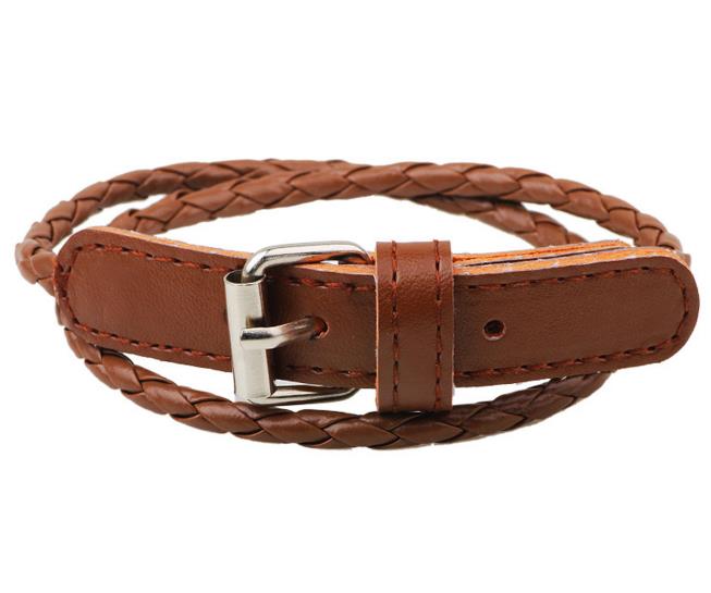weave leather bracelet wristband fashion women men 2 layers rope buckle belt bracelets charm jewelry girl boy party Christmas gift