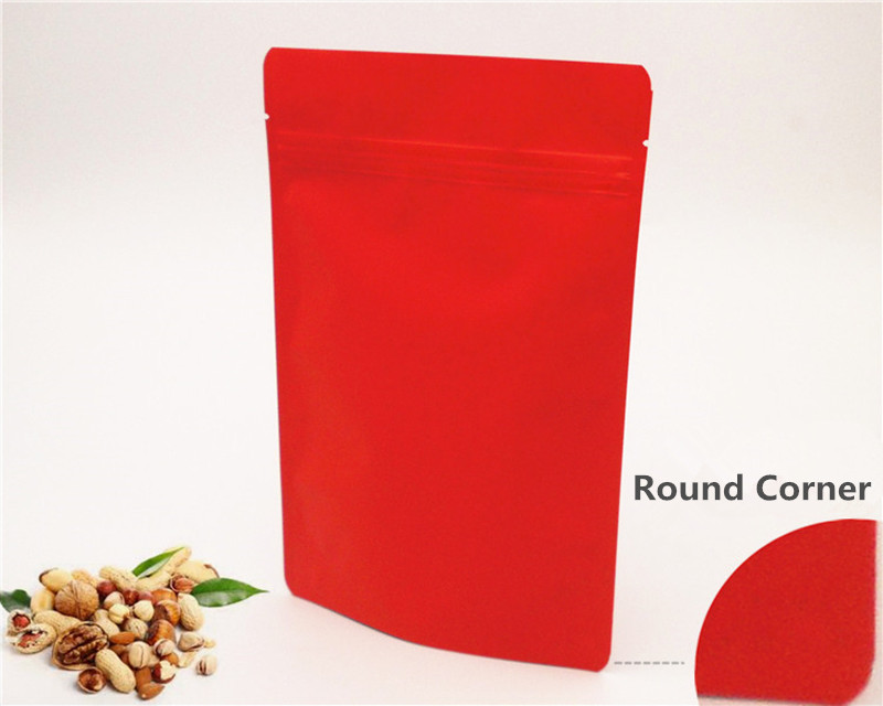 50pcs Matte Red Aluminum Foil Zipper Doypack Bag Thick Stand up Resealable Zip Lock Snack Fridge Coffee Powder Beans Nuts Xmas Gift Heat Sealing Packa