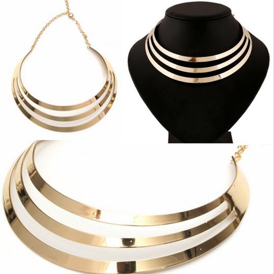 2016 Charm Choker Necklaces Women Gorgeous Metal Multi Layer Statement Bib Collar Necklace Fashion Jewelry Accessories Hot Sale HJIA906