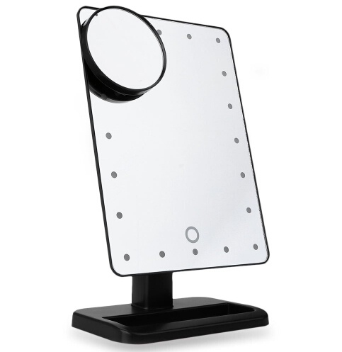 Adjustable Vanity Tabletop Lamp 20 LEDs Lighted LED Touch Screen Mirror Makeup Portable Mirror Luminous 180 Rotating Mirror