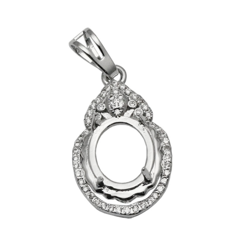 Beadsnice Sterling Silver Casting Setting for faceted 9x11mm Oval Cut Gemstone Vintage Style Pendant Setting Necklace Making ID 34054