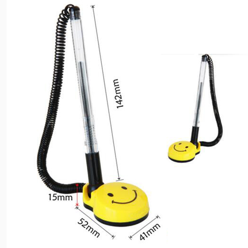 8Pcs/lot 0.5mm Gel Pens Swivel Stand Writing Pens Smile Face Desk Office Front Desk Counter Signing Pens Papelaria