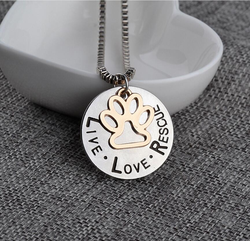 2018 Pendant Necklace Hand Stamped Personalized Animal Shelter Pet Rescue Paw Print Cat Dog Lover