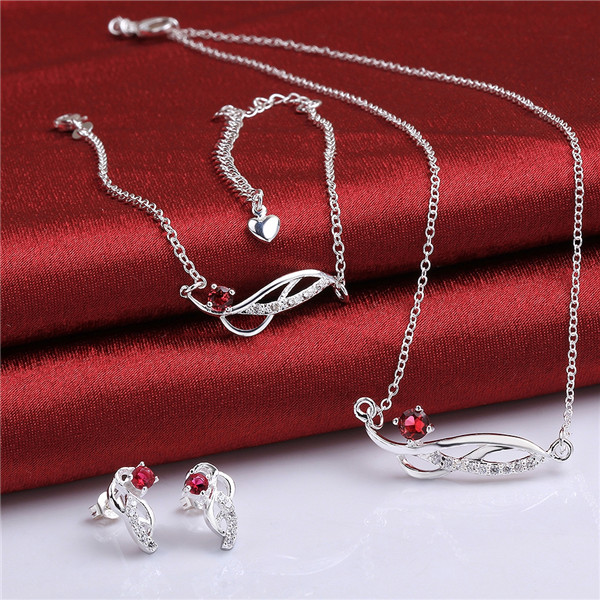 NEW 925 sterling silver Insets lucky family of four - purple jewelry sets DFMSS784C factory direct sale wedding 925 silver