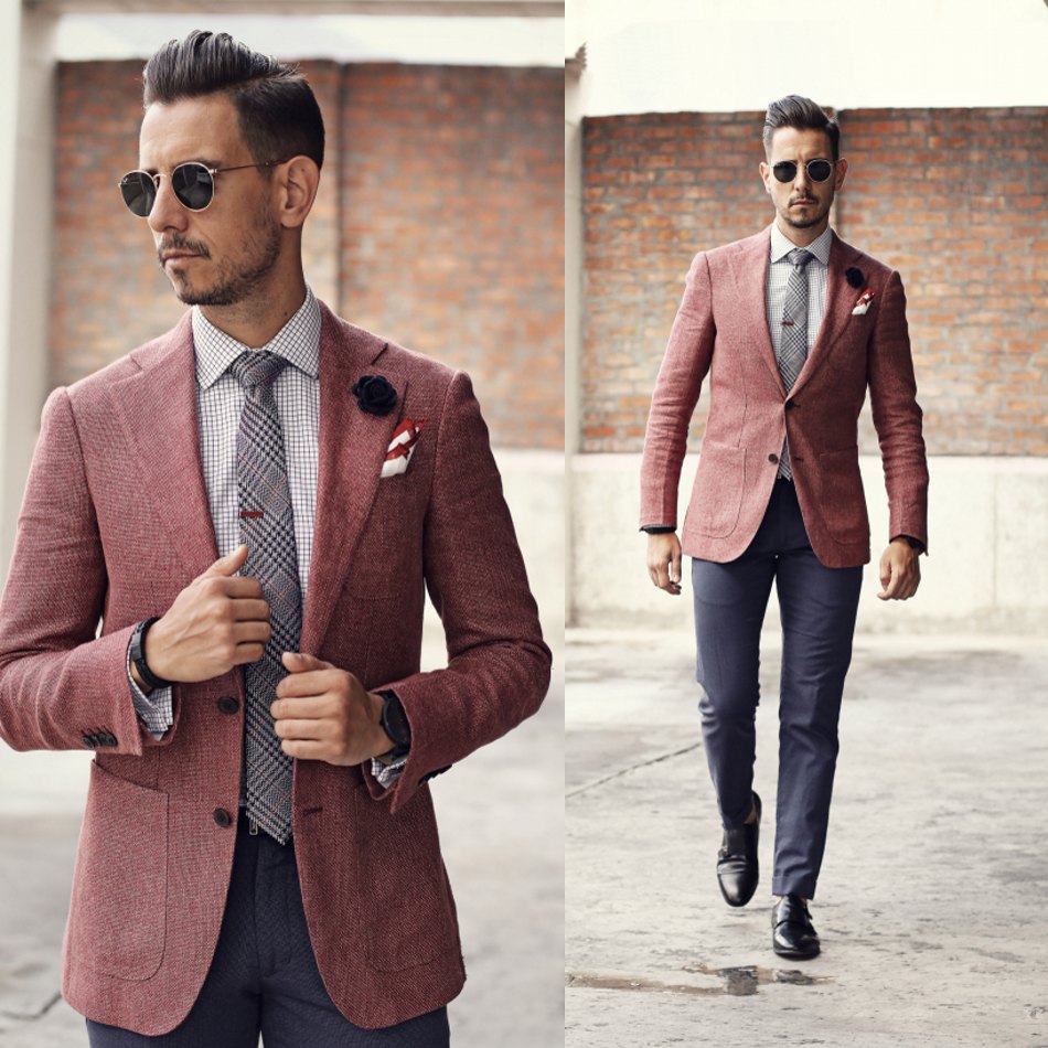 Custom made Groom Tuxedos Two Pieces Slim Fit Formal Men Suit High Quality Men Wedding Suits