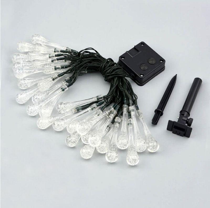Solar Power led string light Crystal Water Drop Fairy String Light 19.7ft 30LED 3 Modes Solar Light for Party weding Christmas Decoration