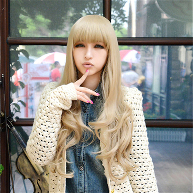 WoodFestival women wig with bangs long curly blonde wigs natural heat resistant synthetic fiber hair wavy fashion