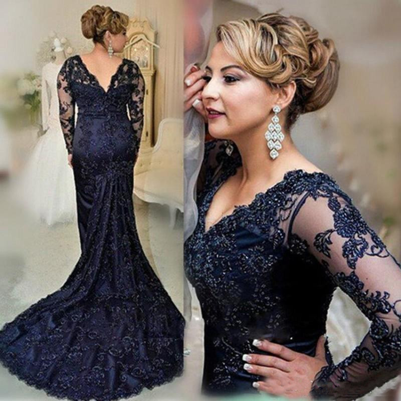 Dark Navy Mermaid Mother Of The Bride Dresses Long Sleeve V Neck Lace Appliqued Beaded Wedding Guest Dress Plus Size Mothers Groom Gowns
Dark Navy Mermaid Mother Of The Bride Dresses Long Sleeve V Neck Lace Appliqued Beaded Wedding Guest Dress Plus Size Mothers Groom Gowns