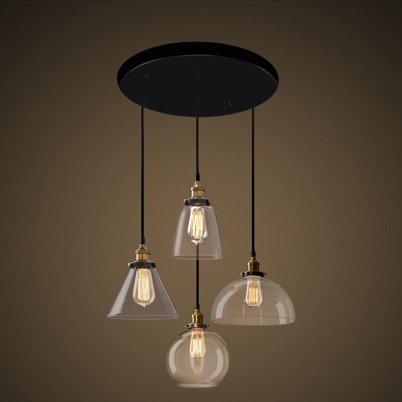 New Vintage Clear Glass Pendant Light Copper Hanging Lamps E27 110/220V Light Bulbs For Home Decor Restaurant Luminarias Abajour Chandelier