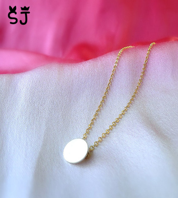 10PCS Brushed Round Circle Necklace Tiny Disk Coin Necklace Geometric Disc Dot Necklace Simple Pie Necklaces for Women