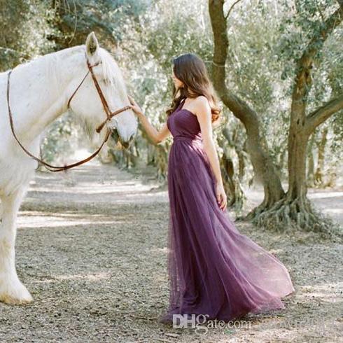 2023 Purple Tulle Convertible Bridesmaid Dress Sweetheart Backless Evening Dresses Plus Size Formal Wedding Guest Dresses