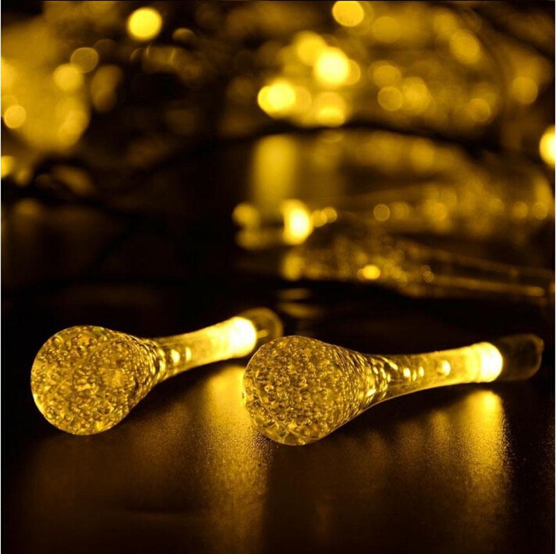 Solar Power led string light Crystal Water Drop Fairy String Light 19.7ft 30LED 3 Modes Solar Light for Party weding Christmas Decoration