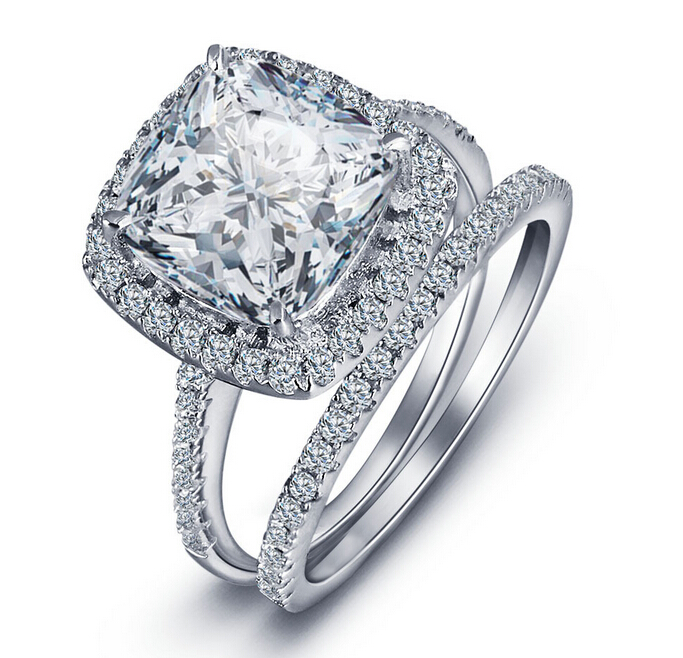 Designer Victoria Wieck Cushion-cut Women Fashion Jewelry 10kt White Gold Filled Simulated Topaz Simulated Diamond Wedding Bridal Ring Set Size 5-11