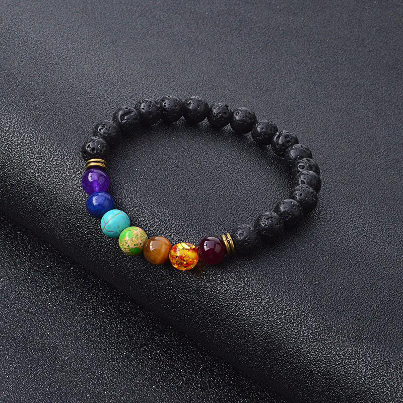 Hot Lava Rock Beaded Bracelets Fashion Natural Stone Charm Jewelry Punk 7 Color Stone Cuffs Bangles Turquoise Bracelet