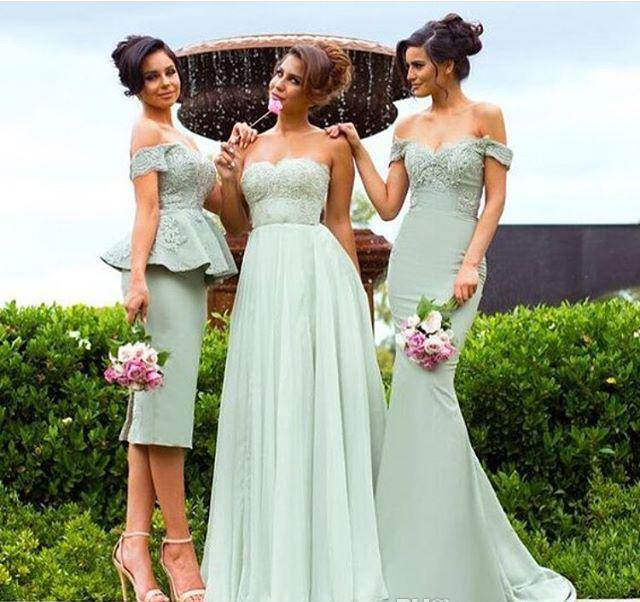 Mixed Styles Mermaid Cheap Bridesmaid Dress Green Lace Country Garden Boho Wedding Party Guest Maid of Honor Gown Plus Size Custom Made
