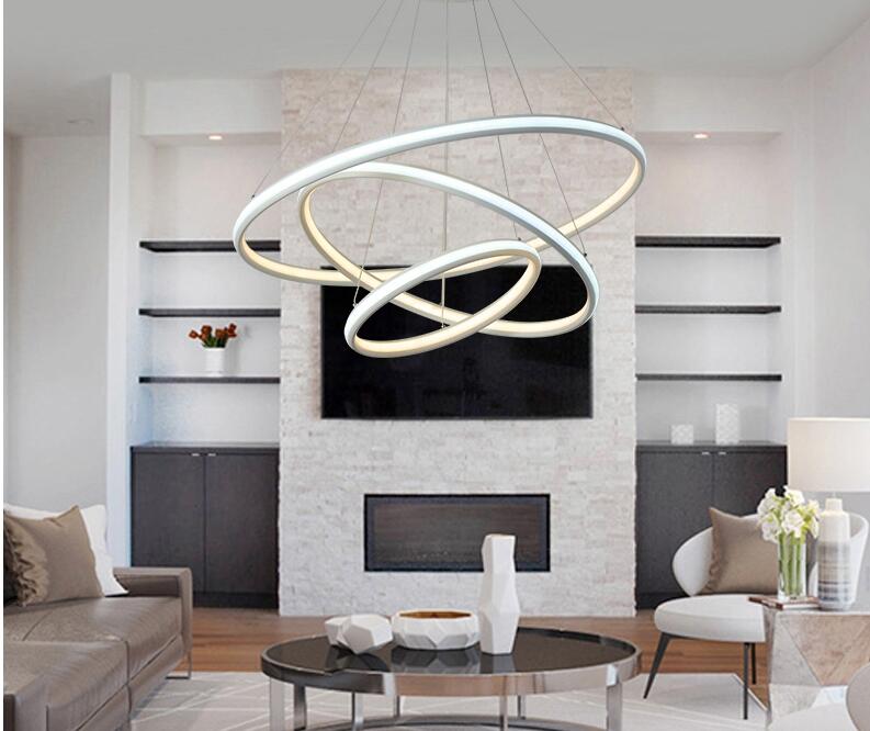Circular Modern LED Pendant Lamp Double Glow Chandelier Lighting Aluminum Hanging Droplights for Dining Living Room Indoor Lights