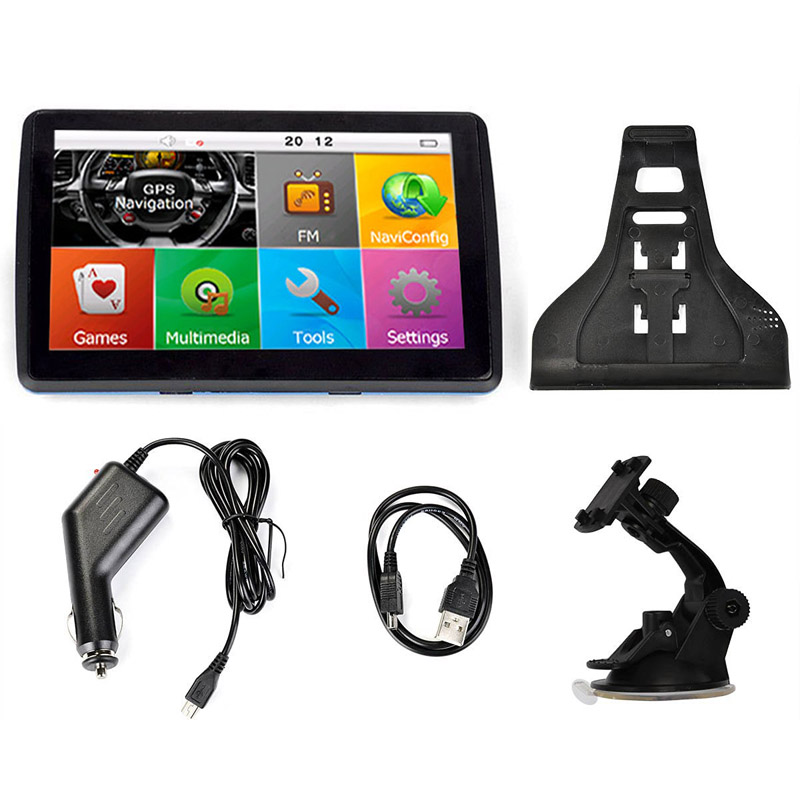 7 inch Car GPS Navigation Bluetooth Handsfree Call AVIN Truck Navigator HD Touch Screen 800*480 MP4 FM 8GB 3D Maps