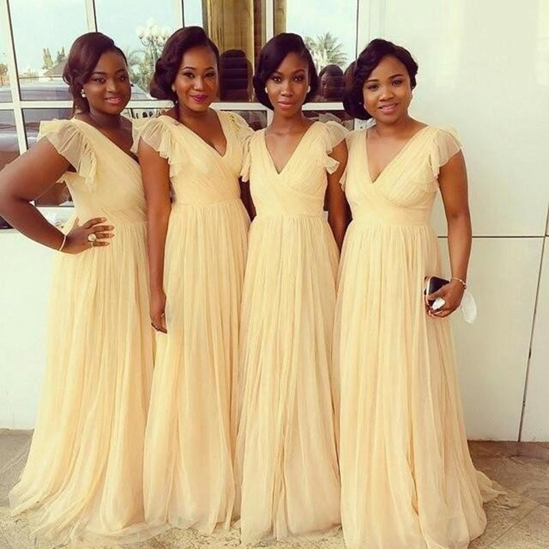 Vintage Champagne V neck Bridesmaid Dresses Cheap Long With Short Sleeves Ruffles Beach Empire Country Bridesmaids Gowns For Women Wedding
Vintage Champagne V neck Bridesmaid Dresses Cheap Long With Short Sleeves Ruffles Beach Empire Country Bridesmaids Gowns For Women Wedding