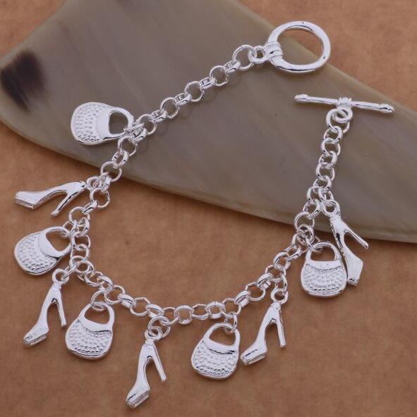 925 Sterling Silver Plated Charm Bracelet bag shoes women ladies Charms Bangle Vintage Chain Bracelet Jewelry Christmas Gift, Golden;silver
925 Sterling Silver Plated Charm Bracelet bag shoes women ladies Charms Bangle Vintage Chain Bracelet Jewelry Christmas Gift, Golden;silver