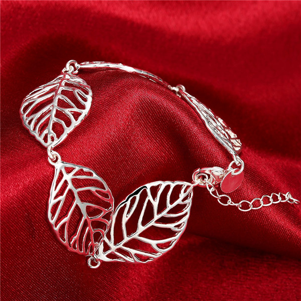 Hot sale christmas gift 925 silver Leaves Bracelet DFMCH386,Brand new fashion 925 sterling silver plate Chain link bracelets high grade
