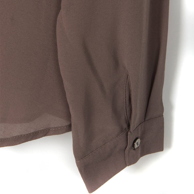 Wholesale-Deep V Neck Casual Chiffon Blouses Long Sleeves Gray Blusas Loose Casual Club Party Women Shirts Tops KL075