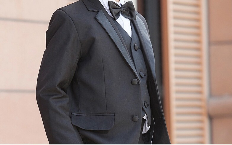 2015 New Fashion Kids Boy Suit Black Boy Wedding Suit Formal Baby Boy Blazer Suit 5-Piece F 1018