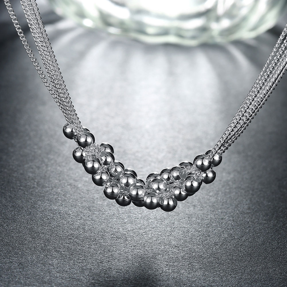 Brand new Six-lane light beads sterling silver plate necklace STSN002,fashion 925 silver Chains necklace factory direct sale