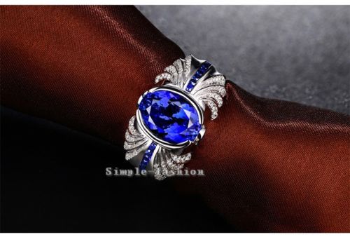 Victoria Wieck Brand Handmade mens turquoise jewelry 4ct Sapphire Cz Diamond 925 Sterling Silver Wedding Band Ring Gift With Box