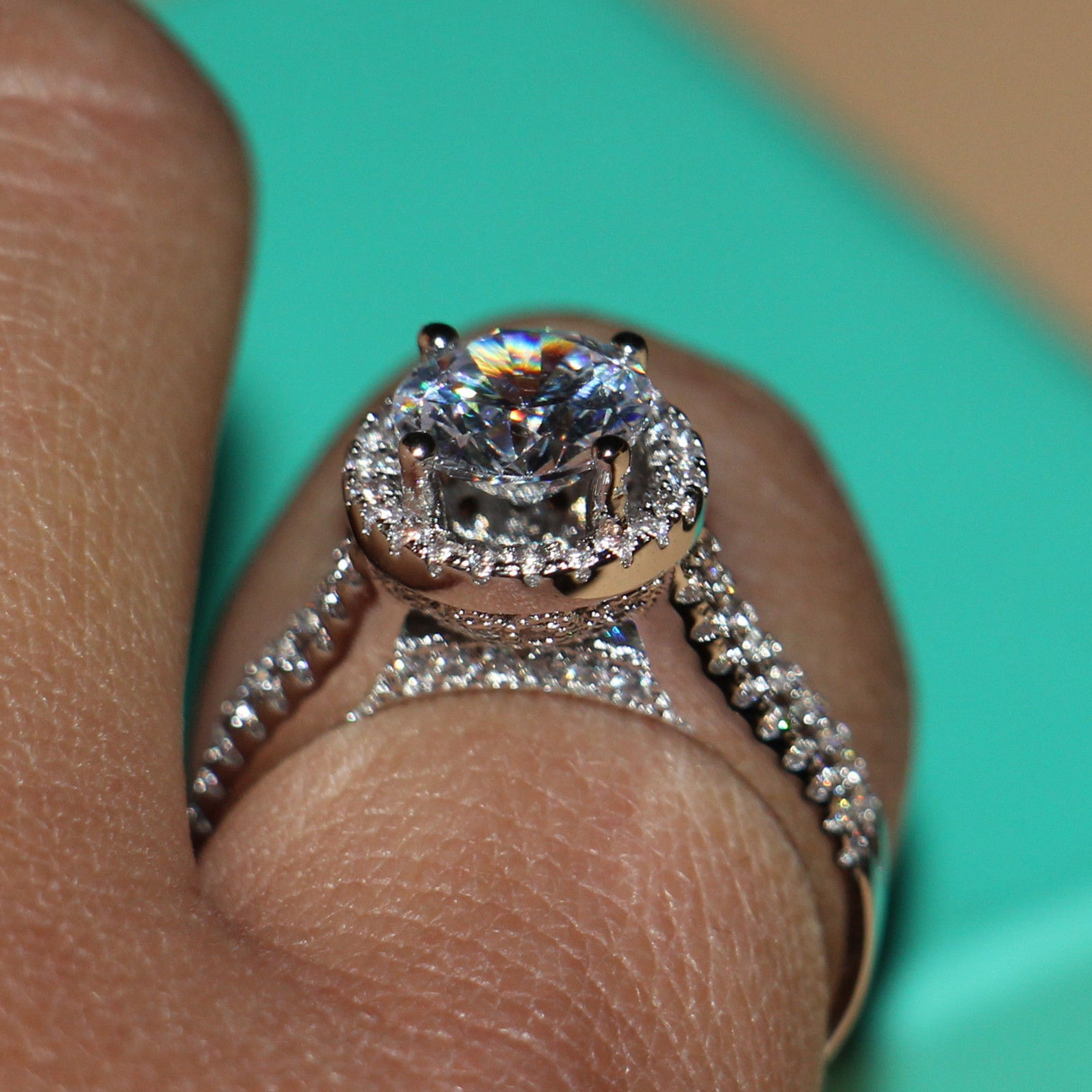 Victoria Wieck Pave setting Vintage Jewelry 925 Sterling silver Round Topaz Simulated Diamond Wedding Engagemet Rings for Women Size 5-11