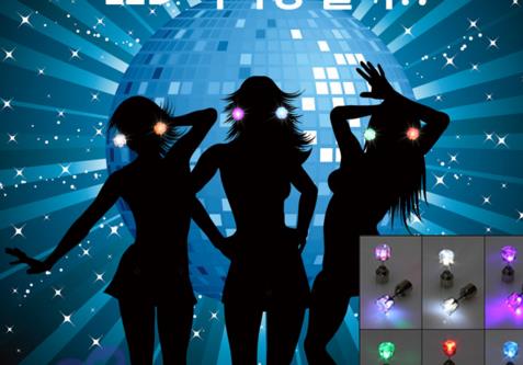 Newest Christmas party light up CZ crystal earrings men women kids dance club LED Luminous Stud Flash Earrings festive event props gift