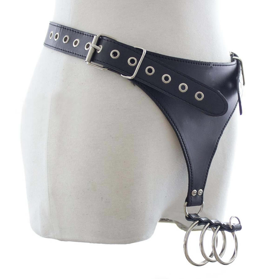 Nouveau design Homme Lingerie Sexy T-back en cuir Thong Panties avec 3 anneaux de pénis hommes Bondage vitesse Ceintures De Chastity Bretelles Co