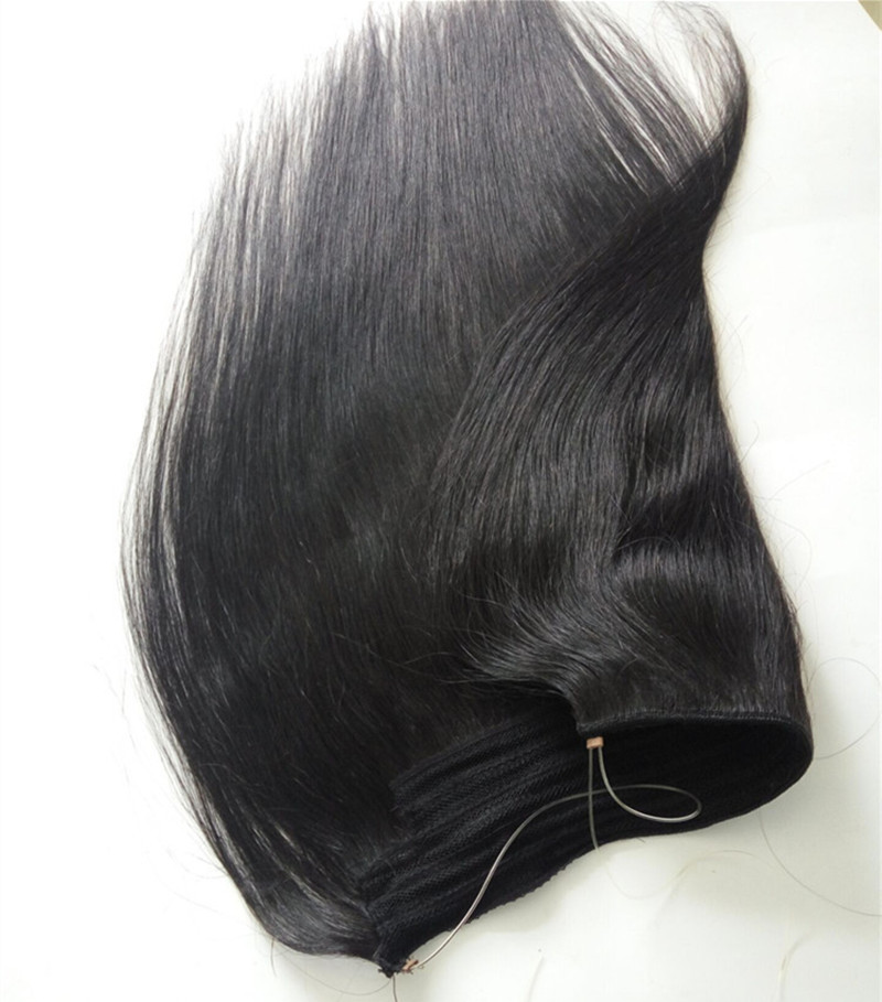 Top Quality Invisible Wire Headband Hair Extensions 200g one piece Unprocessed Brazilian Virgin Straight Halo Human Hair Hairpieces Fish In Hair Weave
