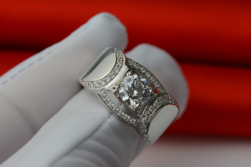 2016 New Fashion Jewelry Hot 925 Sterling Silver Round Cut Topaz Simulated Diamond Gemstones Wedding Band Men Rings For Lover Gift Size7-13