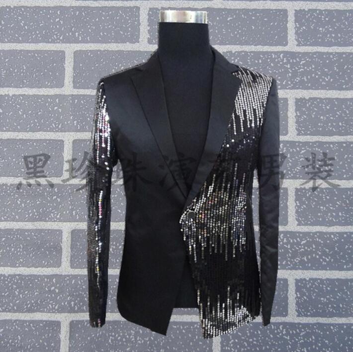 Wholesale- Black men suits designs masculino homme terno stage costumes for singers men sequin blazer dance clothes jacket style dress
Wholesale- Black men suits designs masculino homme terno stage costumes for singers men sequin blazer dance clothes jacket style dress