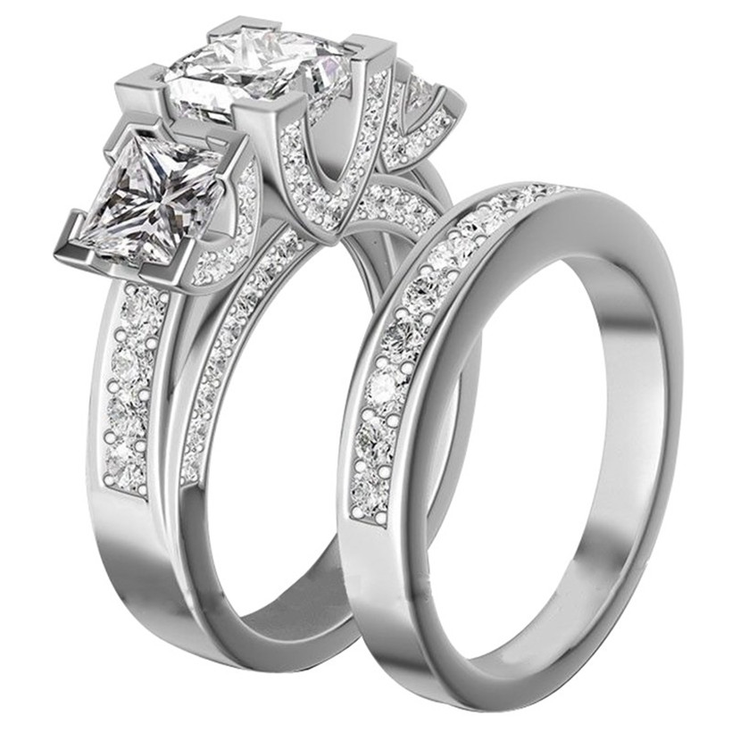Brand gemstone ring Finger Jewelry Three stones white Topaz Diamond Rings set 2-in-1 925 Sterling Silver Engagement Wedding Ring For Women
Brand gemstone ring Finger Jewelry Three stones white Topaz Diamond Rings set 2-in-1 925 Sterling Silver Engagement Wedding Ring For Women