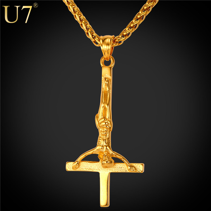 unique New Gold Plated Inverted Latin Cross Necklace Women/Men Stainless Wholesale Trendy Cross of St. Peter Dark Cross Pendant P813
unique New Gold Plated Inverted Latin Cross Necklace Women/Men Stainless Wholesale Trendy Cross of St. Peter Dark Cross Pendant P813