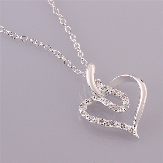 New arrival women's heart shape Pendant Necklace white gemstone sterling silver necklace STSN641,hot sale fashion 925 silver necklace