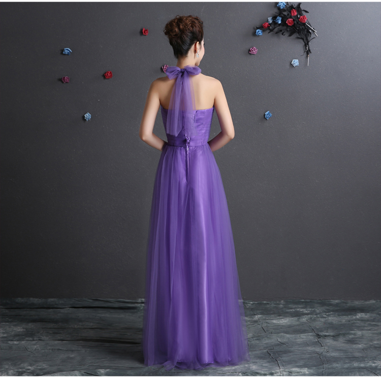 Pleated Long Soft Tulle Convertible Bridesmaid Dress 2016 Lace Up Bridesmaid Gowns Floor Length Party Dress