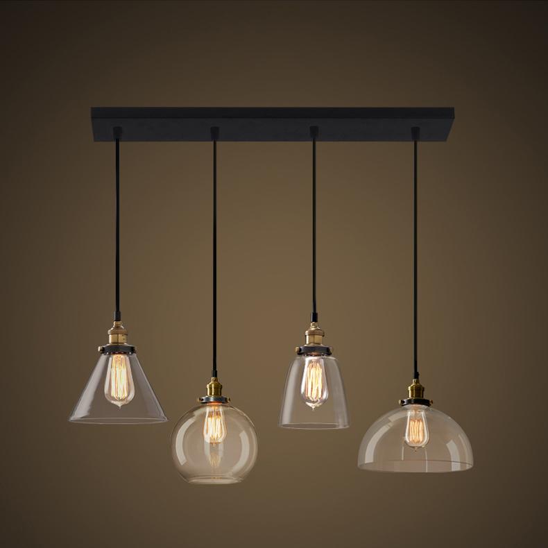 New Vintage Clear Glass Pendant Light Copper Hanging Lamps E27 110/220V Light Bulbs For Home Decor Restaurant Luminarias Abajour Chandelier