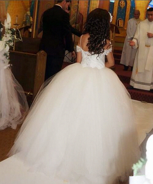 Hot New Fashion Ball Gown Court Train Flower Girl Dress Party Prom Princess - Tulle / Polyester Sleeveless with