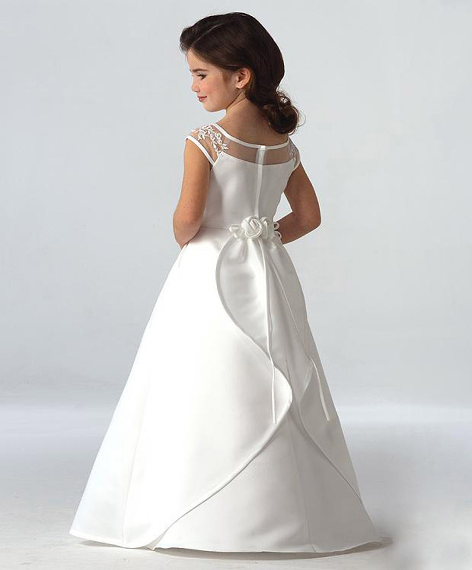 2016 white scoop neckline ruffles a-line long first communion dresses for girls infant baby girl christening dress flower girl dresses