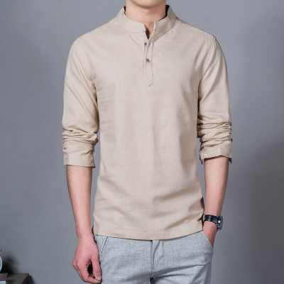 Wholesale-2016 Fashion Long sleeve Men's shirts male casual Linen shirt men DX366 Asian size camisas