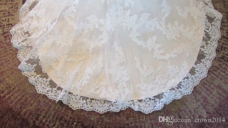 Lace V Neck Beaded Wedding Dress Appliques Backless Crystal Sash A-line Real Picture High Quality Bridal Gowns