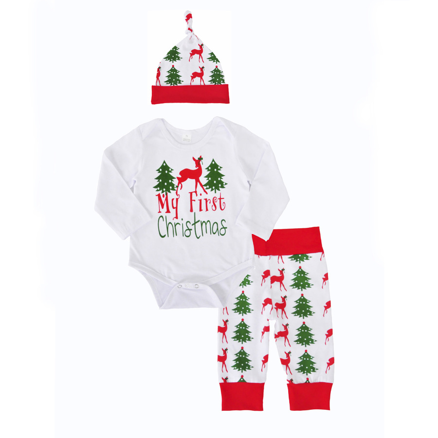 2017 Newborn baby Christmas outfits sets infant toddlers my 1st christmas day printing romper+long pants+hat 3pcs Baby suits INS, As photo
2017 Newborn baby Christmas outfits sets infant toddlers my 1st christmas day printing romper+long pants+hat 3pcs Baby suits INS, As photo