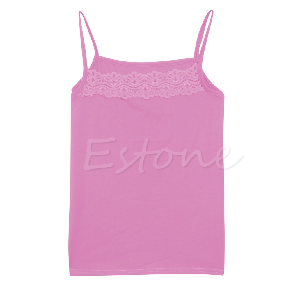 Wholesale-[COCKCON] Women Sleeveless Camisole Basic Stretch Spaghetti Cotton Lace Tank Tops Cami