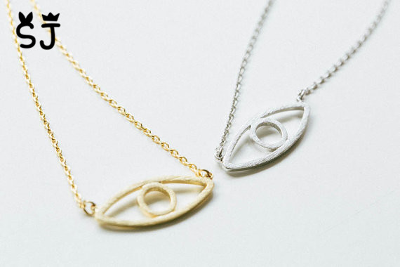 10PCS Gold Silver Hamsa Hand Evil Eye Necklace Open Line Devil Simple Fortunate Turkish Eye Necklace